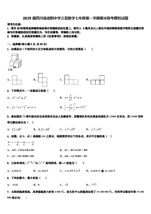 2025届四川省德阳中学江县数学七年级第一学期期末联考模拟试题含解析