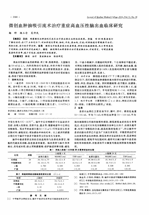 微创血肿抽吸引流术治疗重症高血压性脑出血临床研究