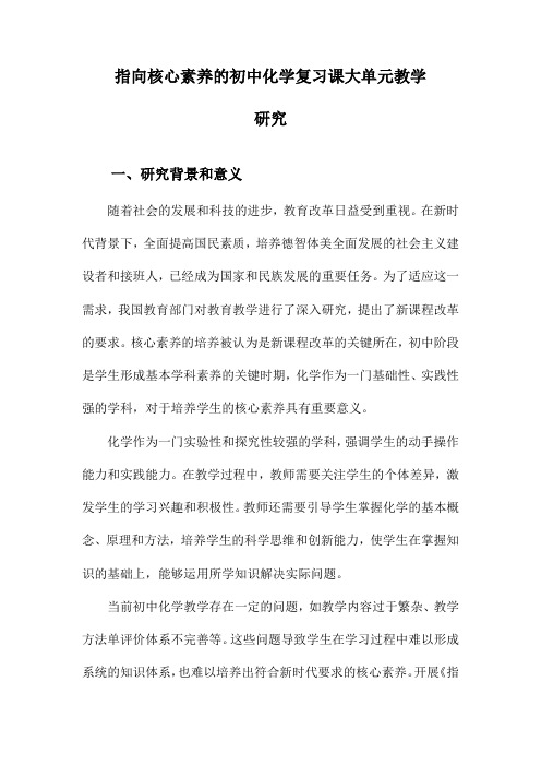 指向核心素养的初中化学复习课大单元教学研究