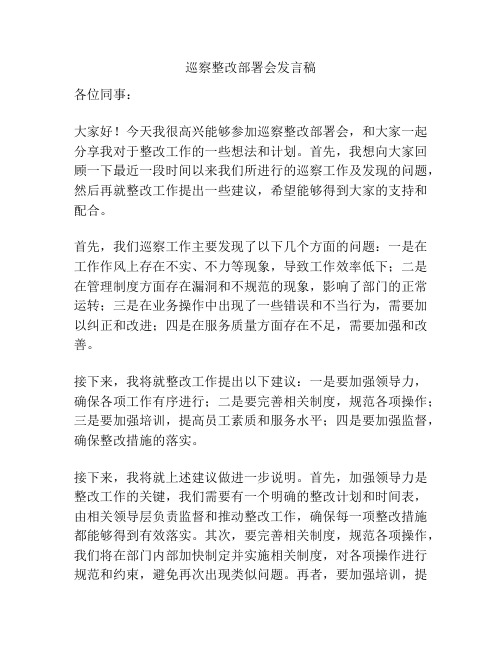 巡察整改部署会发言稿