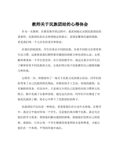 教师关于民族团结的心得体会