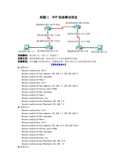 实验二  RIP动态路由协议