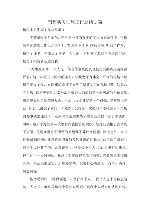 销售实习生周工作总结5篇