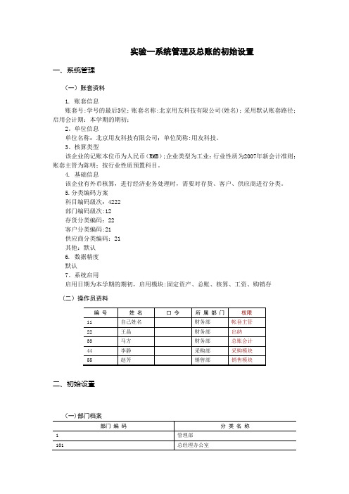 会计电算化-实训资料