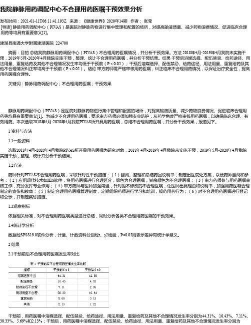 我院静脉用药调配中心不合理用药医嘱干预效果分析