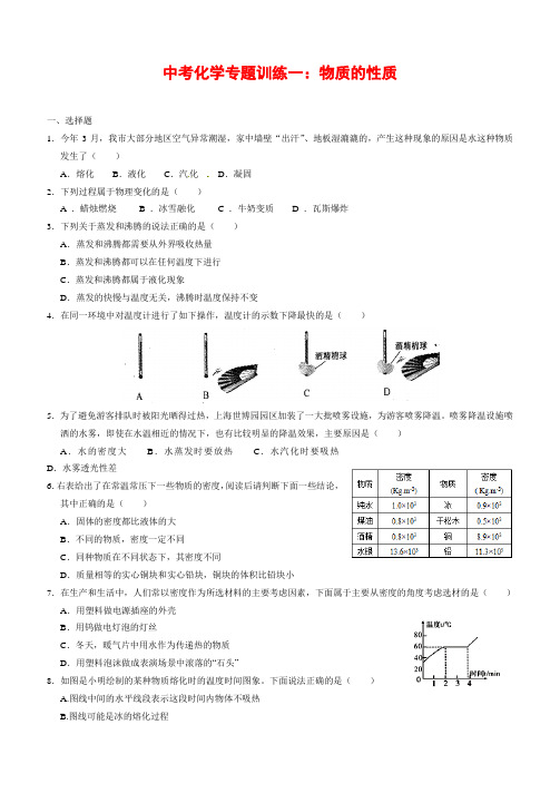 初中中考复习化学专题全套练习和答案(共10个专题)