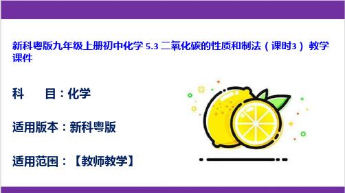 新科粤版九年级上册初中化学 5.3 二氧化碳的性质和制法(课时3) 教学课件