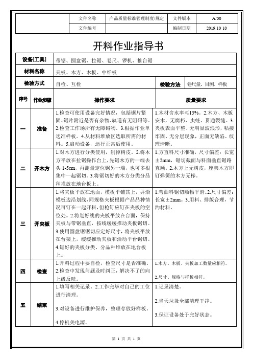 软体家具--开料作业指导书