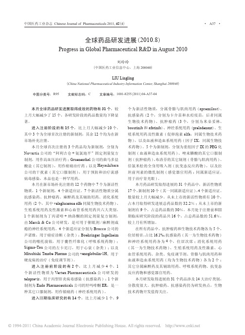 全球药品研发进展_2010_8_