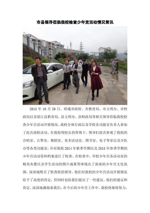 2015.10.26市县领导到我校检查少年宫活动简讯