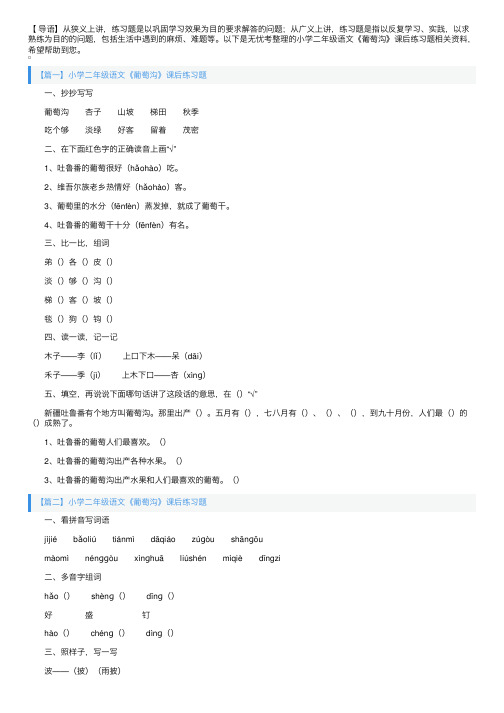 小学二年级语文《葡萄沟》课后练习题