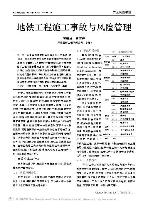 地铁工程施工事故与风险管理