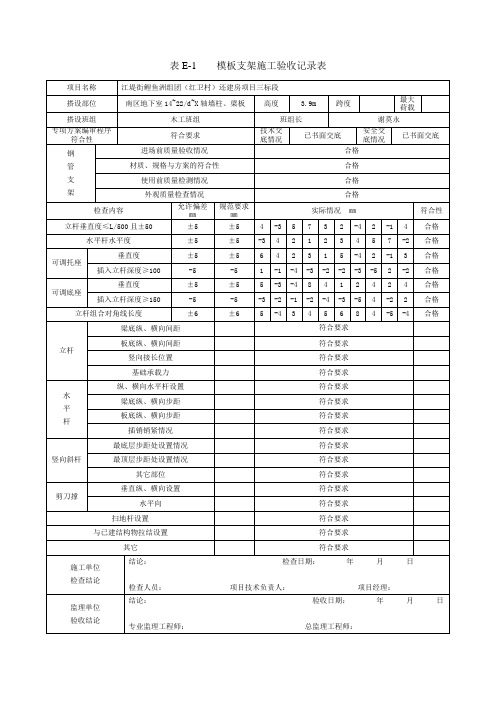 承插型盘扣式钢管支架施工验收记录