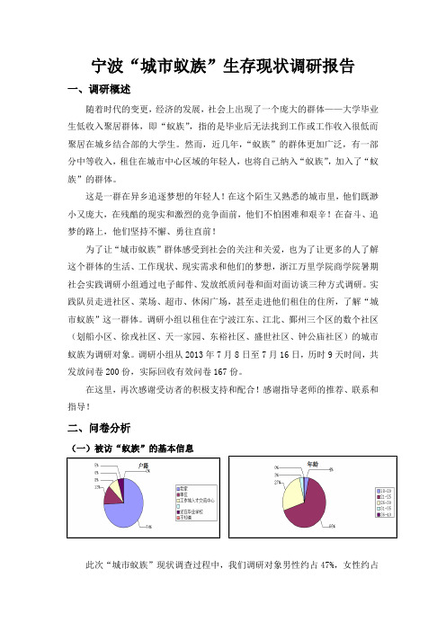 城市蚁族生存现状调研分析报告