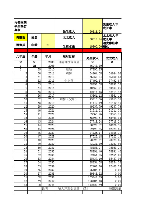 内部报酬率生涯仿真表