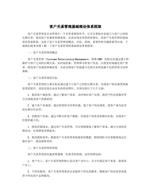 客户关系管理基础理论体系框架