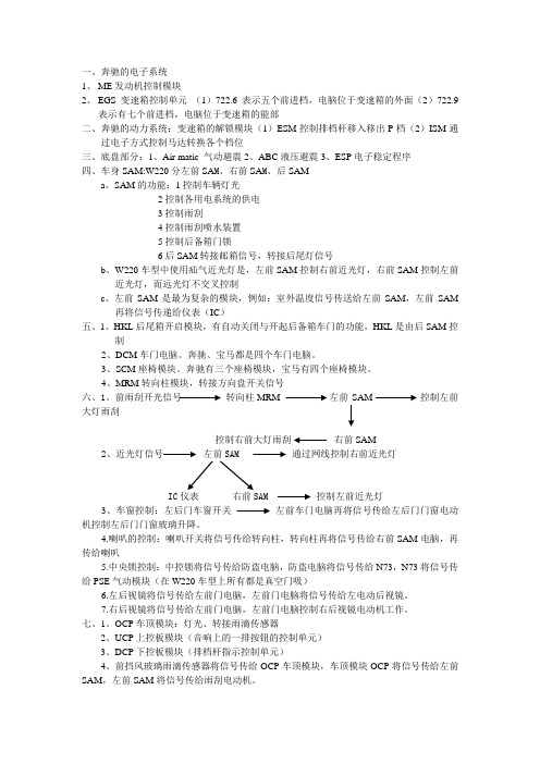 奔驰的部分电器系统