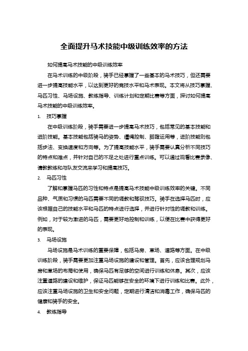 全面提升马术技能中级训练效率的方法