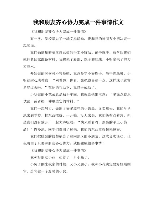 我和朋友齐心协力完成一件事情作文