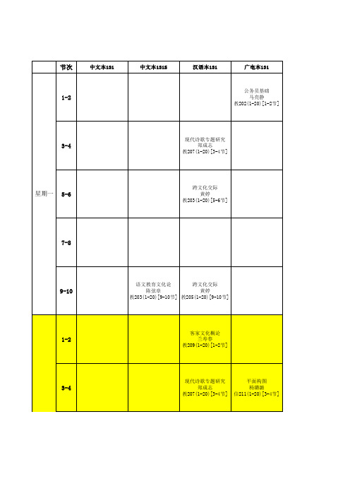 龙岩学院2016-2017学年第1学期总课表