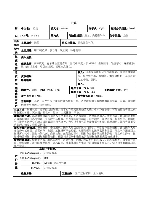 乙烷安全技术说明书(MSDS)