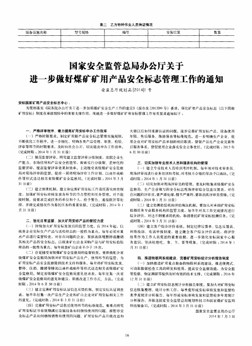 国家安全监管总局办公厅关于进一步做好煤矿矿用产品安全标志管理工作的通知