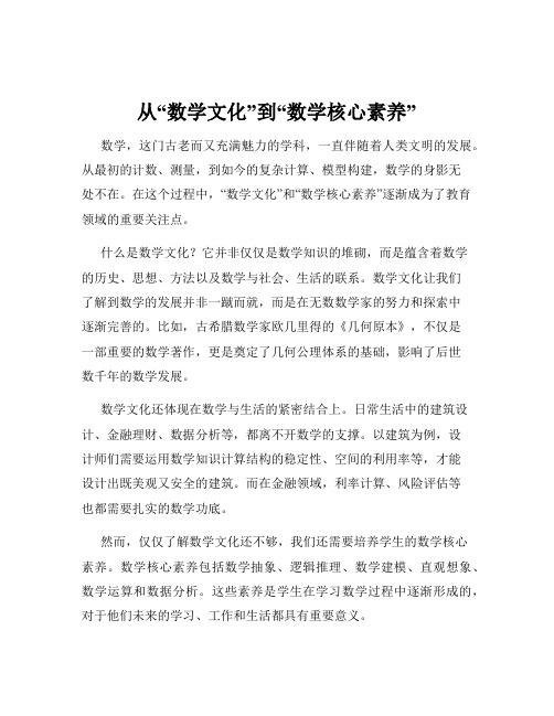 从“数学文化”到“数学核心素养”