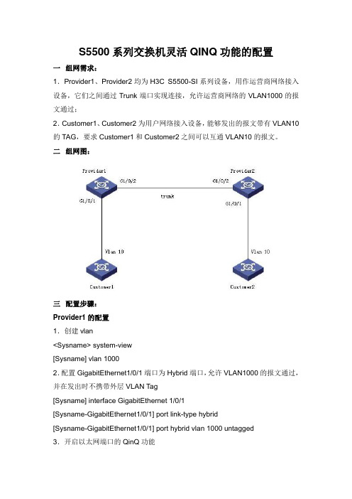 S5500系列交换机灵活QINQ功能的配置