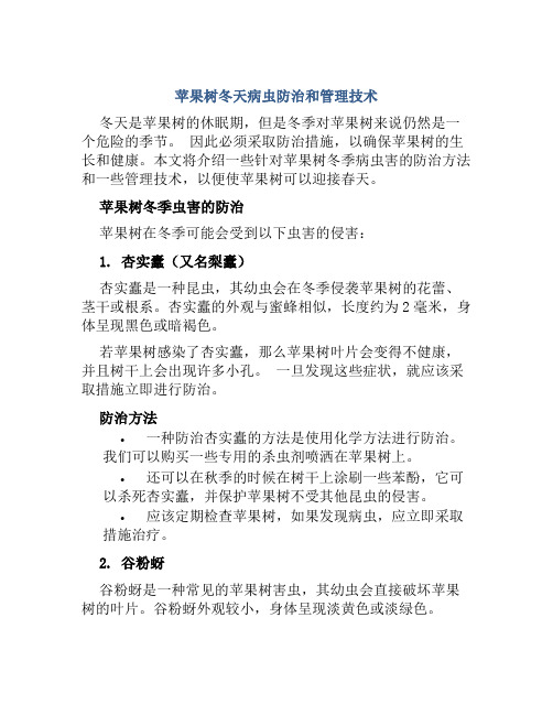 苹果树冬天病虫咋防治和治疗冬天苹果树管理技术