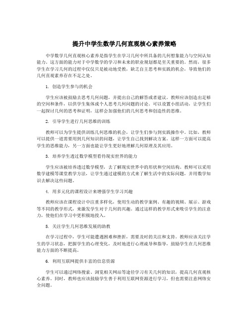 提升中学生数学几何直观核心素养策略