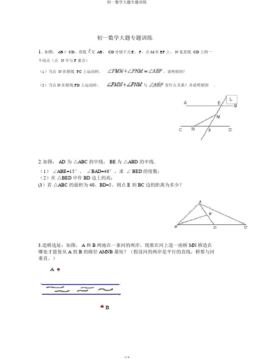 初一数学大题专题训练