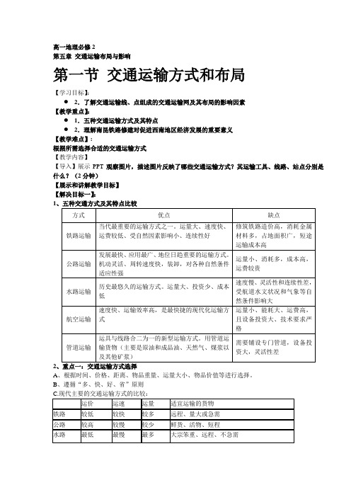 交通运输方式与布局——教学设计和反思