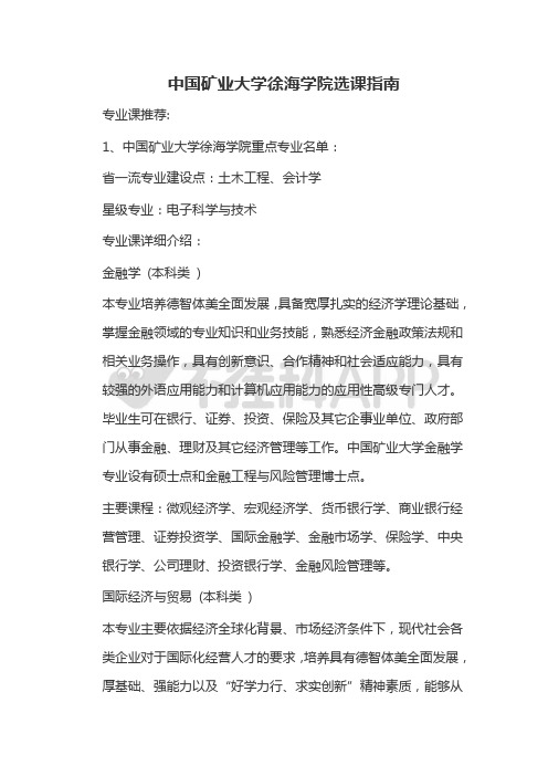 中国矿业大学徐海学院选课指南