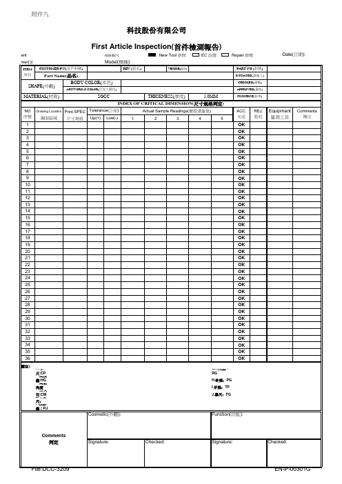 FAI-报告格式