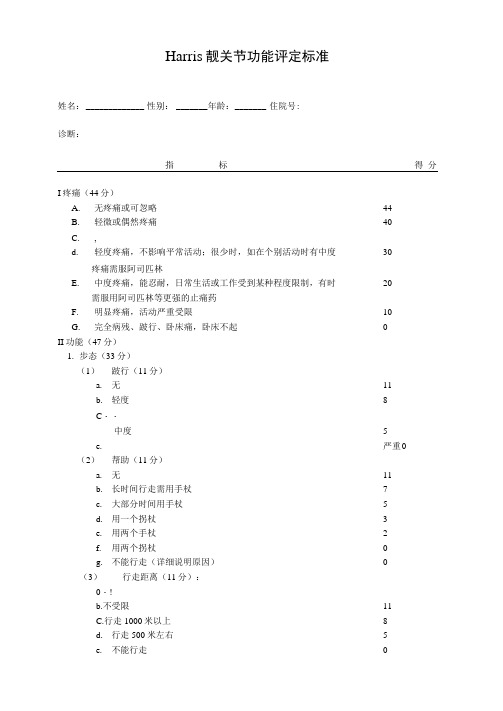 髋关节评定表