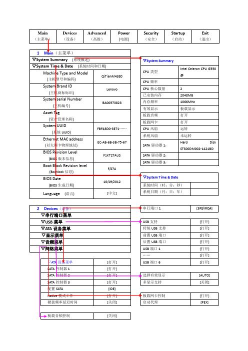 CMOS的设置(联想启天)