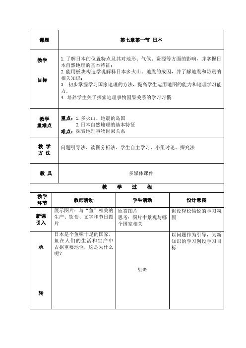 日本第一课时教案