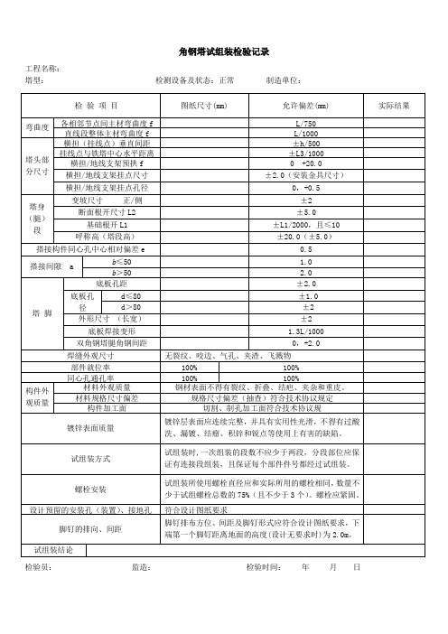 试组装检验记录