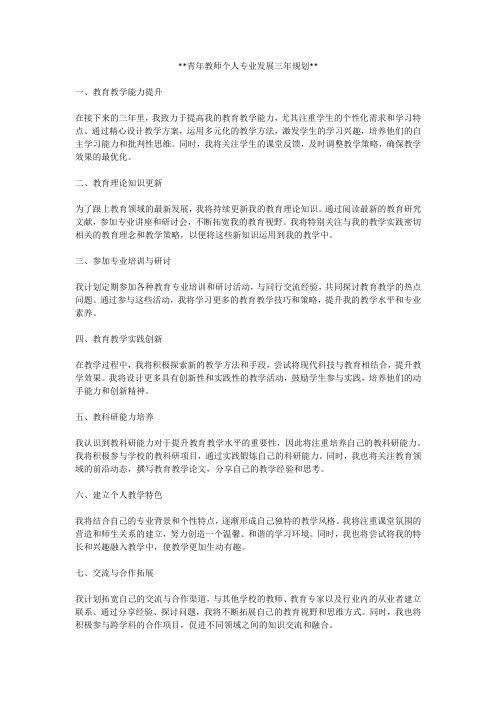 青年教师个人专业发展三年规划1