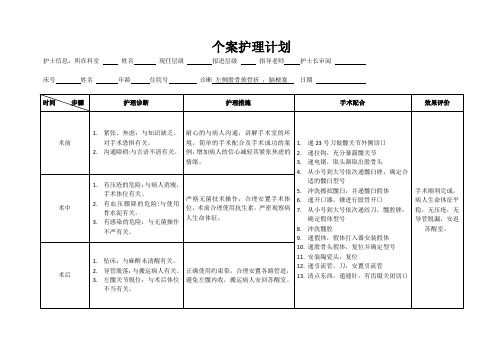 脑梗塞个案护理计划