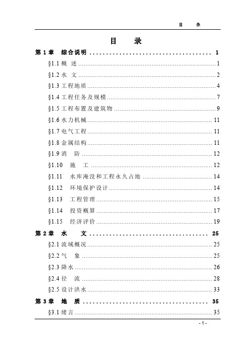 某一级水电站可行性研究报告