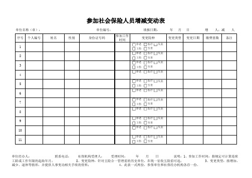 社保人员增减变动表