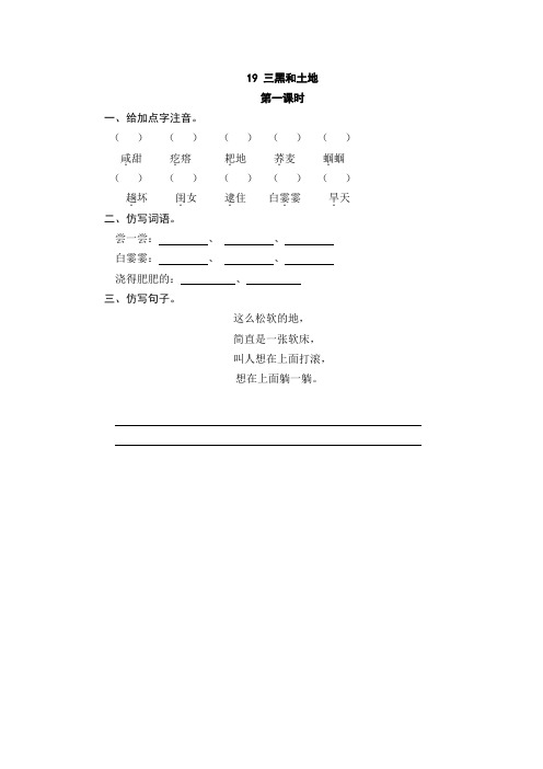 [最新]部编版六年级语文上册19三黑和土地-课时练.doc