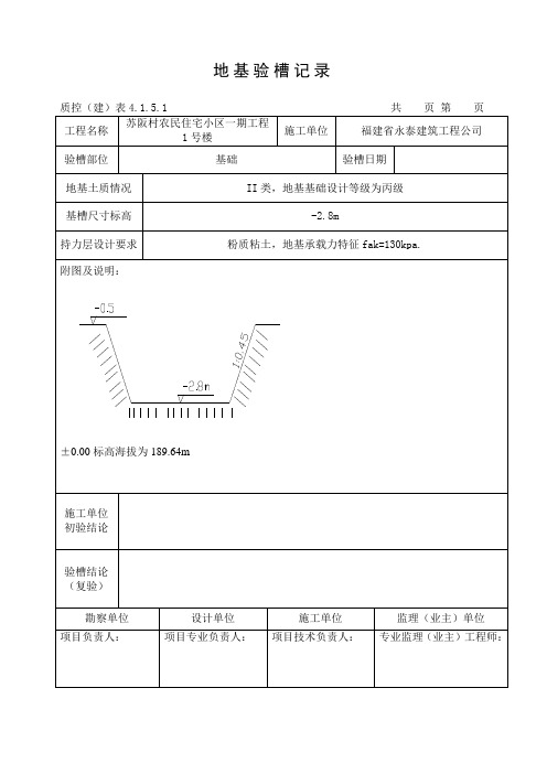 地基验槽(复验)记录