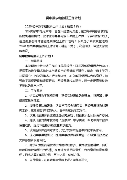 2020初中数学组教研工作计划（精选3篇）