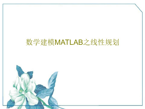 数学建模MATLAB之线性规划47页PPT