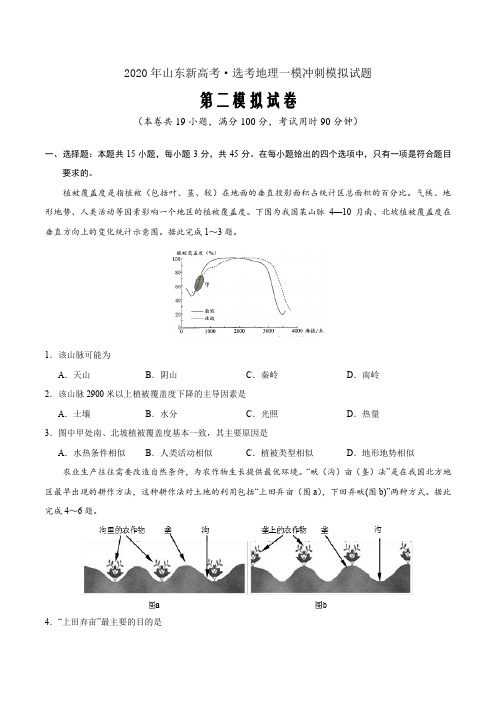 卷02—2020年山东新高考·选考地理一模冲刺模拟试题(原卷word版)