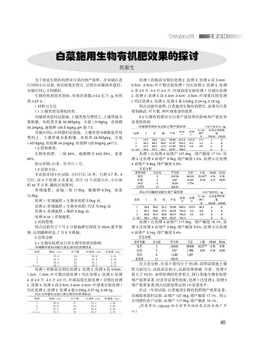 白菜施用生物有机肥效果的探讨