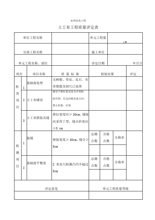 土工布铅丝石笼质量评定表