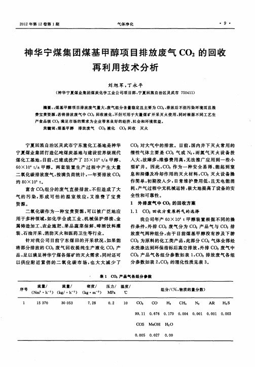 神华宁煤集团煤基甲醇项目排放废气CO2的回收再利用技术分析